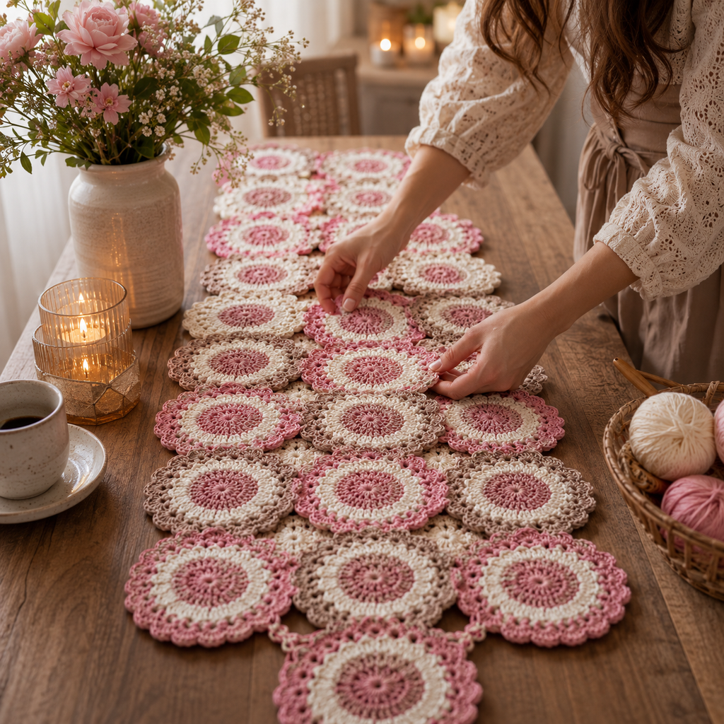 Premium Crochet Scalloped Circle Table Runner Pattern | Easy DIY PDF Download for Elegant Home Decor
