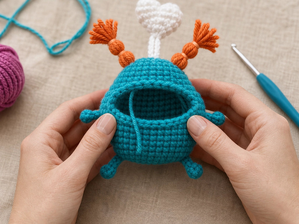 Monster Car Key Cover Crochet Pattern | Amigurumi Big Mouth Keychain PDF