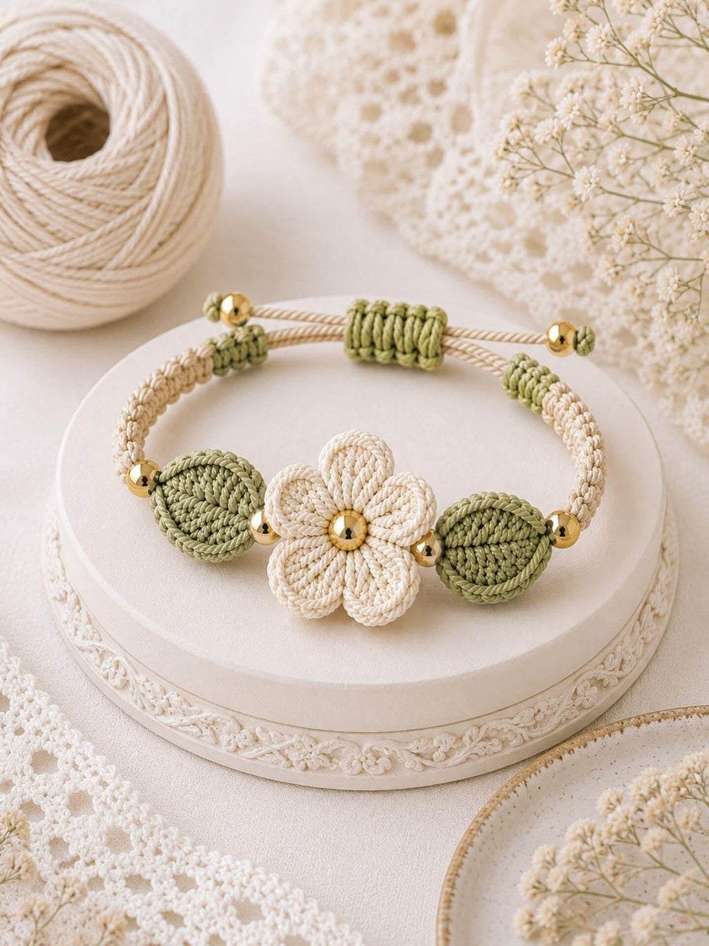 Elegant Crochet Flower Bracelet Pattern PDF