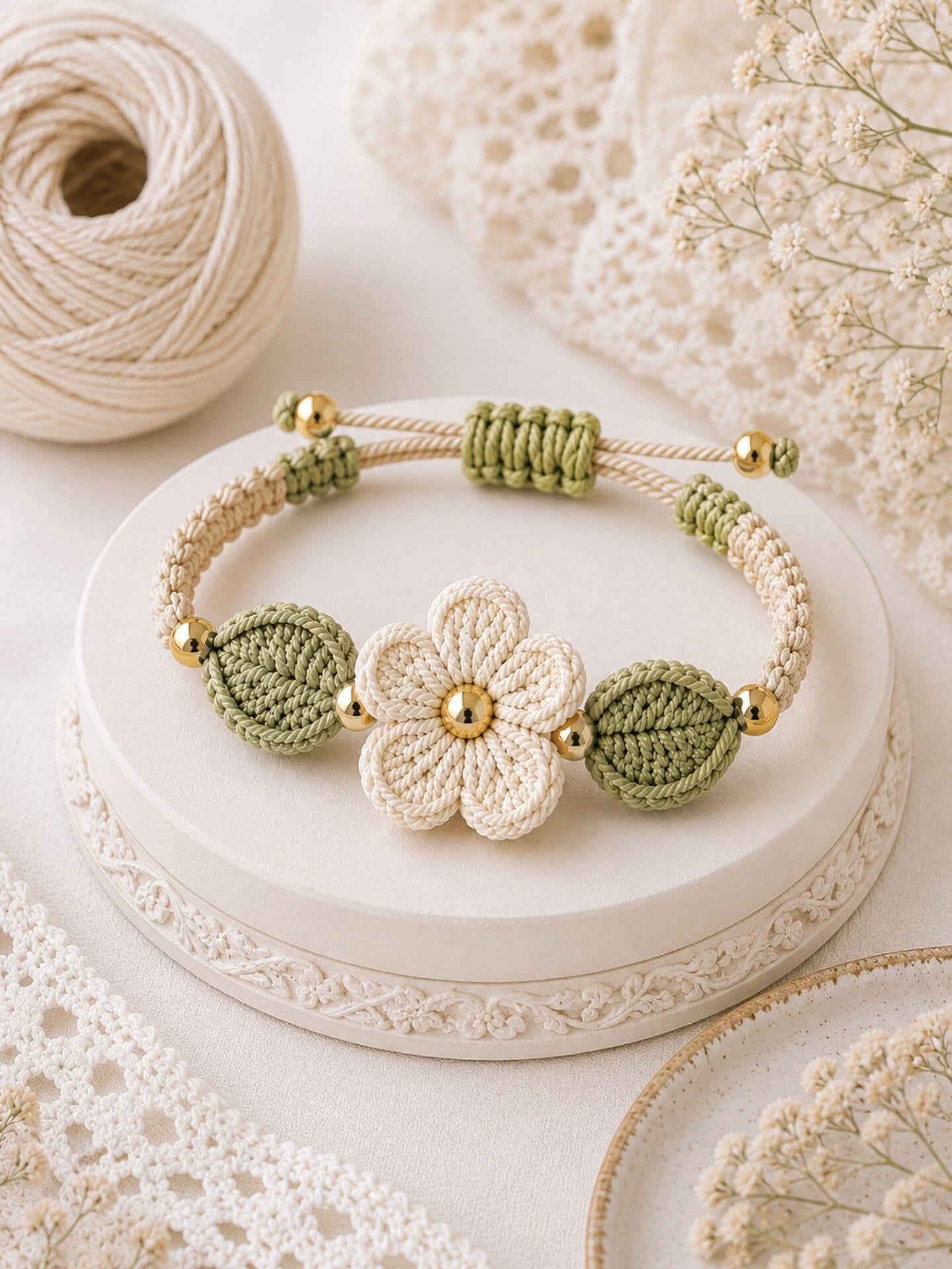 Elegant Crochet Flower Bracelet Pattern PDF