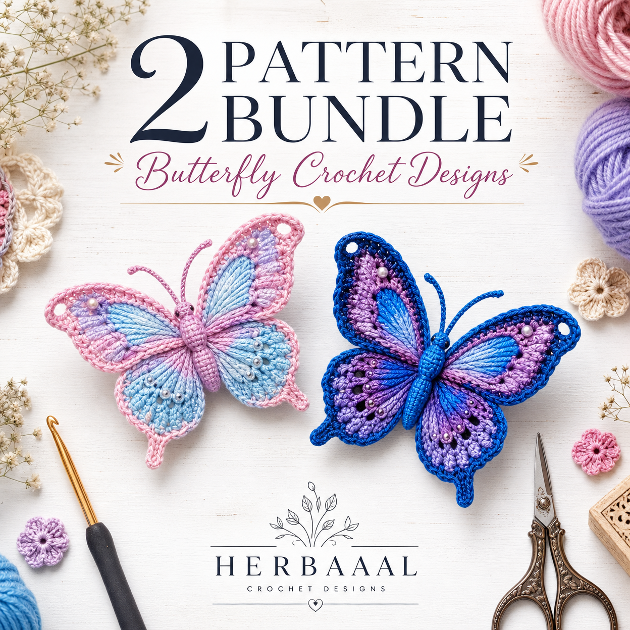 Crochet Butterfly Pattern Bundle 
Easy Amigurumi Butterfly PDF, Instant Download