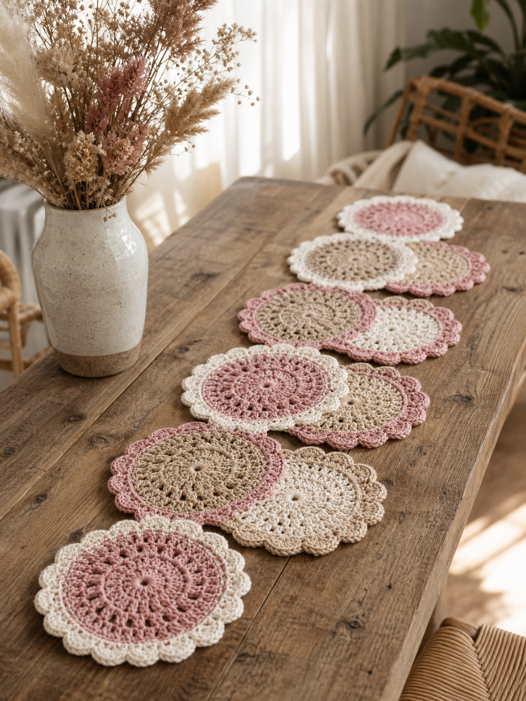 Premium Crochet Scalloped Circle Table Runner Pattern | Easy DIY PDF Download for Elegant Home Decor
