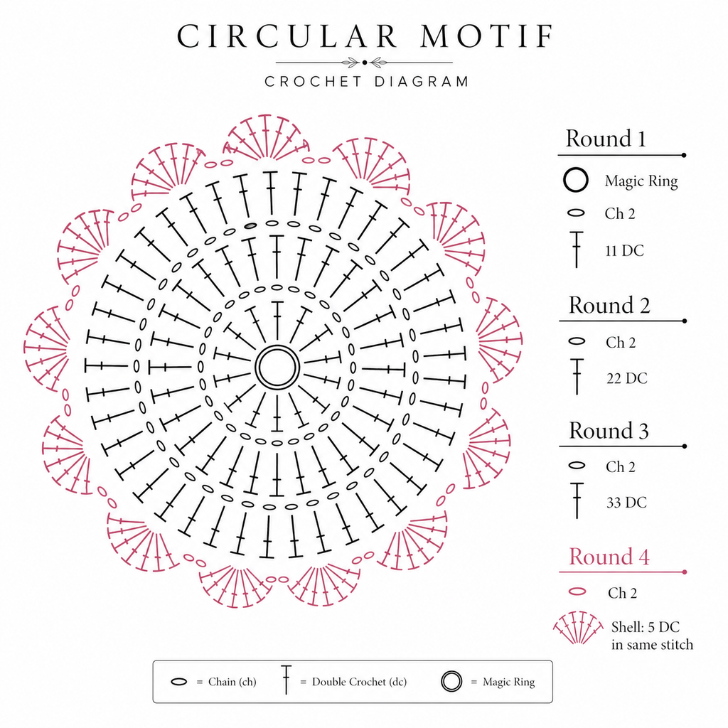 Premium Crochet Scalloped Circle Table Runner Pattern | Easy DIY PDF Download for Elegant Home Decor