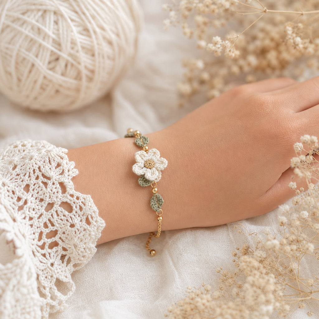 Elegant Crochet Flower Bracelet Pattern PDF