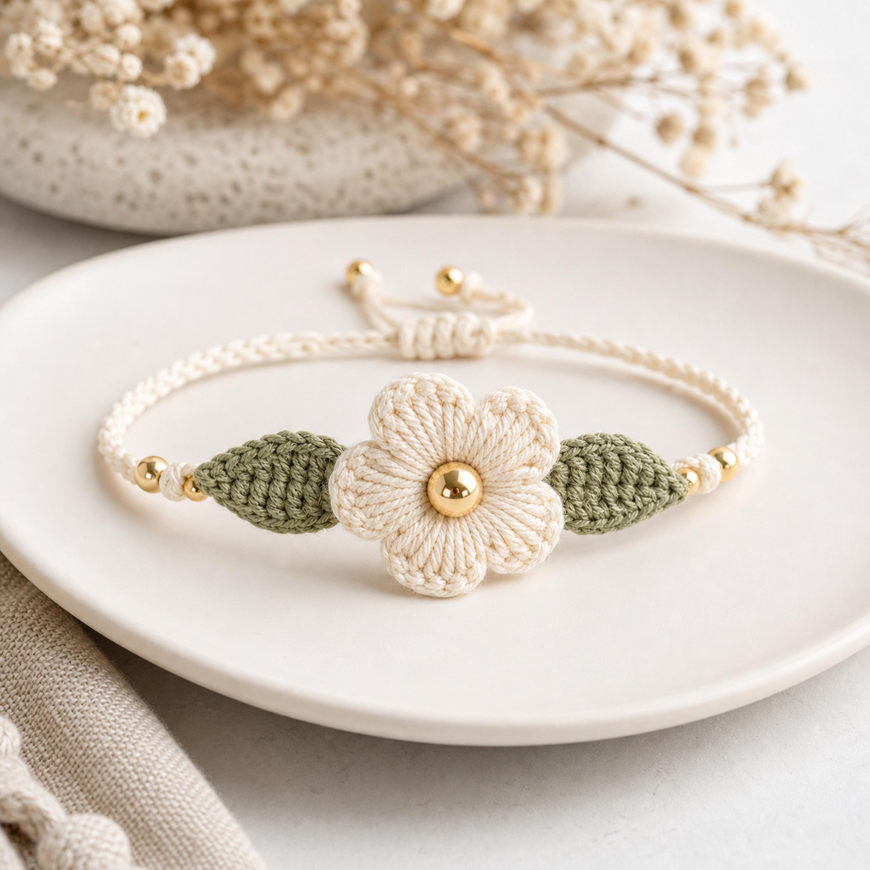 Elegant Crochet Flower Bracelet Pattern PDF